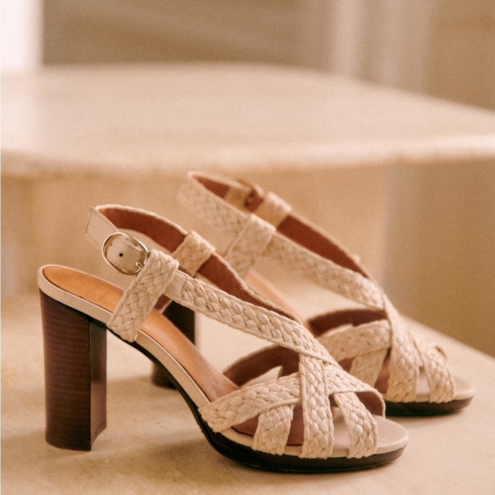 Sezane Sandals Marion High ecru woven size 41